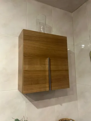 Mobile Scaffale Bagno in Legno e Vetro