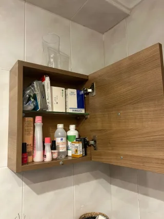 Mobile Scaffale Bagno in Legno e Vetro