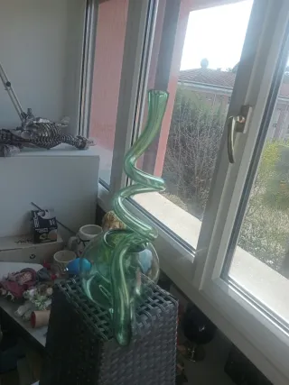 Vaso Vetro Soffiato Murano Artistico