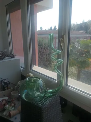 Vaso Vetro Soffiato Murano Artistico
