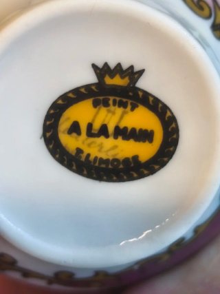 Juego de café con 2 bandejas pintado a mano Limoge
