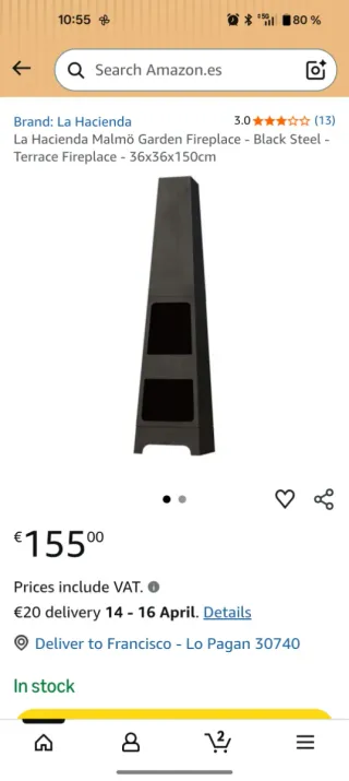 Chimenea Exterior La Hacienda Malmö Negra. Estufa