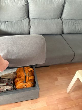 Sofá chaiselongue 3 plazas gris 250x140x88x57