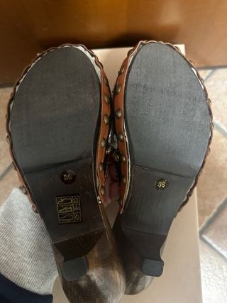 Miu Miu Early 2000s Embroidered Shearling Clogs
