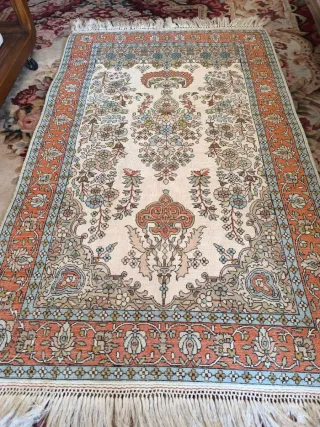 Alfombra Persa Lana Beige y Naranja