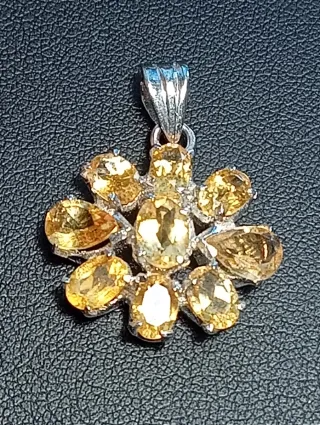 Colgante Plata Ley con Citrinos Ovalados