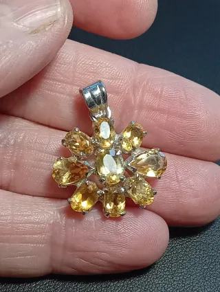 Colgante Plata Ley con Citrinos Ovalados