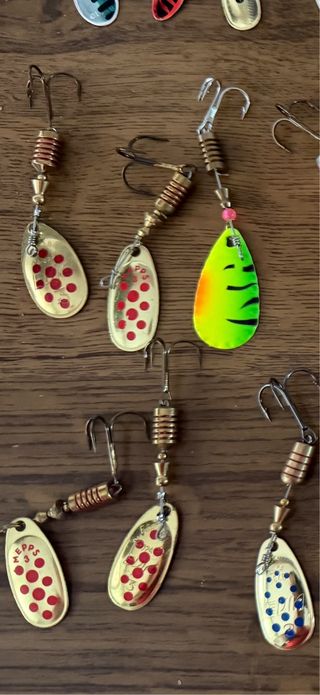 33 Cucharillas trucha REGALO CAÑA 75 cm y la caja