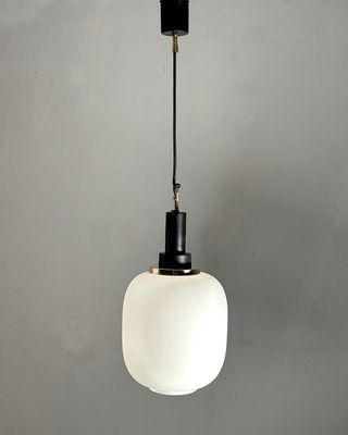 Lampada sospensione mid century vetro opalino