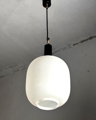 Lampada sospensione mid century vetro opalino