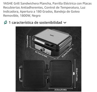 YASHE Grill Sandwichera Plancha Eléctrica
