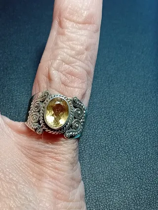 Anillo Plata Ley Citrino talla exacta 12, 5 mm