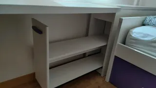 Cama nido doble morada y blanca