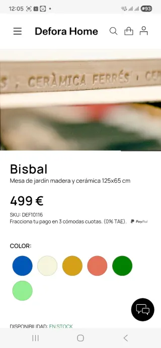 Mesa Jardín Bisbal Madera y Cerámica