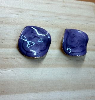 Pendientes Acero Inoxidable Morado y Dorado