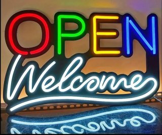 Lampada Neon LED maxi "OPEN Welcome"