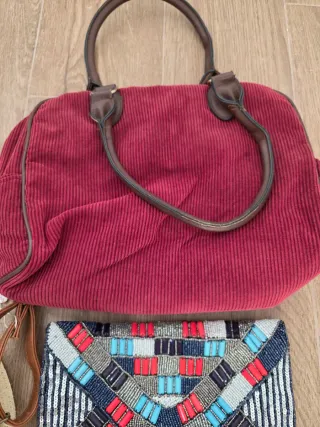 Lote 5 bolsos: shopper, clutch, paja