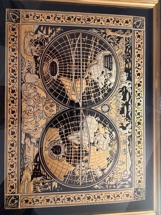 Quadro Mappamondo Credan SA Damaschinato Oro 24k