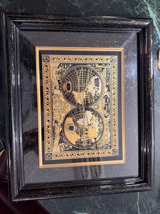 Quadro Mappamondo Credan SA Damaschinato Oro 24k