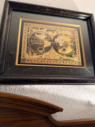 Quadro Mappamondo Credan SA Damaschinato Oro 24k