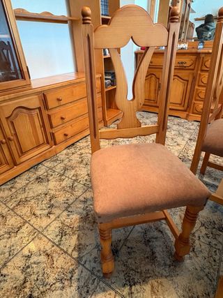 Mesa de comedor de madera extensible,con 6 sillas