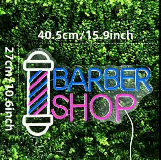 Lampada Neon LED "Barber Shop" Blu/Rosa