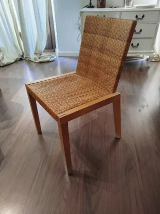4 Sillas IKEA Mimbre Madera Aliso.  Desmontable