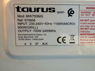 Placa Electrónica Microondas Taurus FD10-1K06