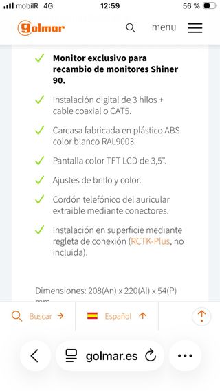 Telefonillo Golmar Tekan 90 TE