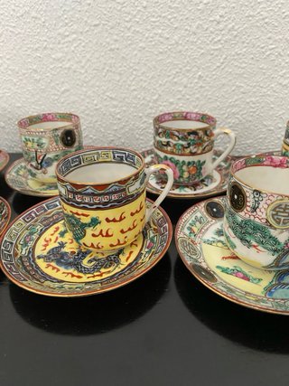 Juego de té de porcelana antigua de Macao