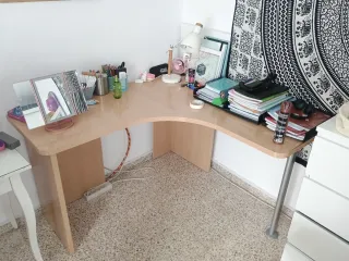Mesa escritorio esquinera madera y metal