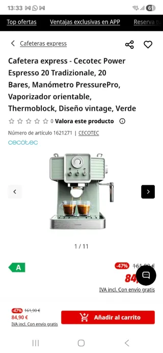 Cafetera Cecotec Power Espresso Vintage