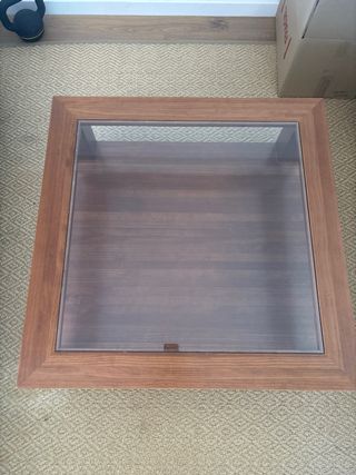 Mesa de centro madera y cristal cuadrada 90cm