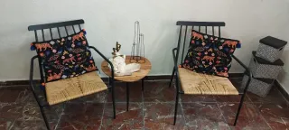 3 Mesas auxiliar madera y metal