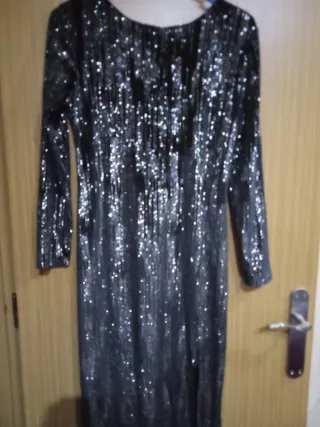 Vestido de fiesta lentejuelas negro talla L