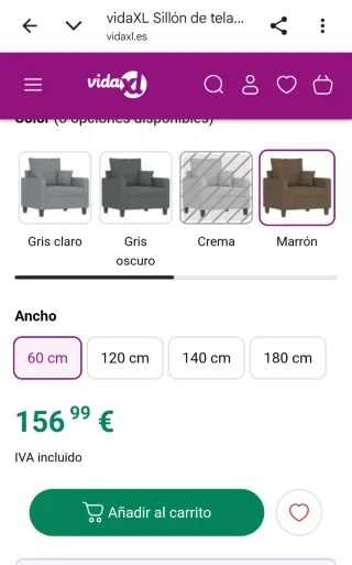 Sillón marrón de tela