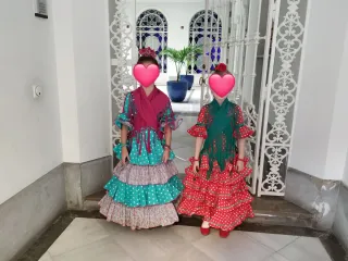 Vestido Flamenca Niña Rojo Lunar Blanco T4