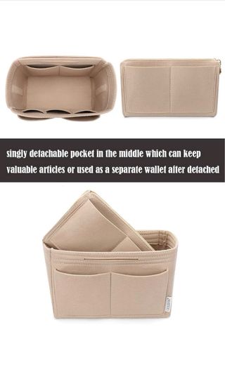 Organizador de bolso beige con bolsillos