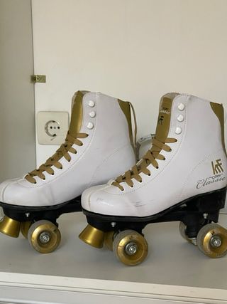 Patines 4 Ruedas Oxelo Blancos y Dorados