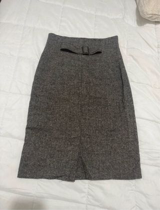 Falda lana y seda gris jaspeada