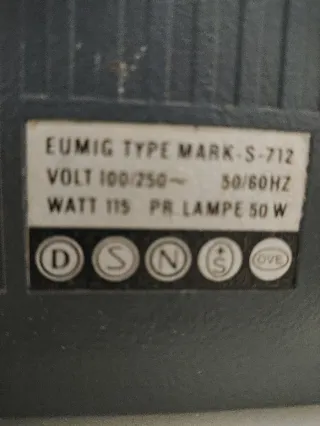 Proyector Kodascope Model D Proyector EUMIG MARK S