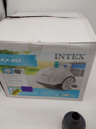 Intex 55251 - Robot limpiafondos piscina Krystal Clear ZX50, Limpiador fondo piscina automático, Manguera 6.5m antienrredos, rec
