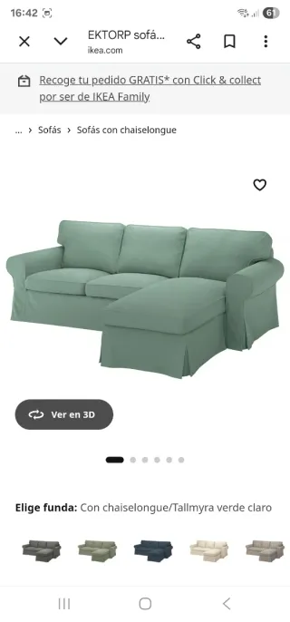 Sofa/ chaiselong de ikea con dos funda originales