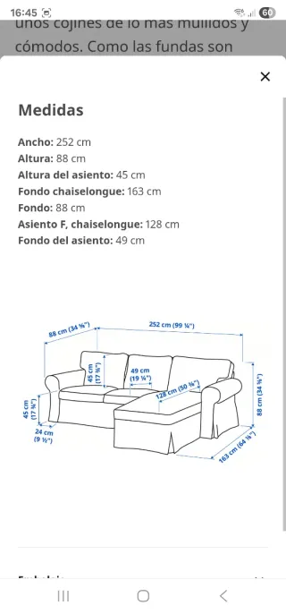 Sofa/ chaiselong de ikea con dos funda originales