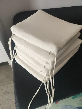 Mesa y 6 sillas de jardín ratán cristal + cojines