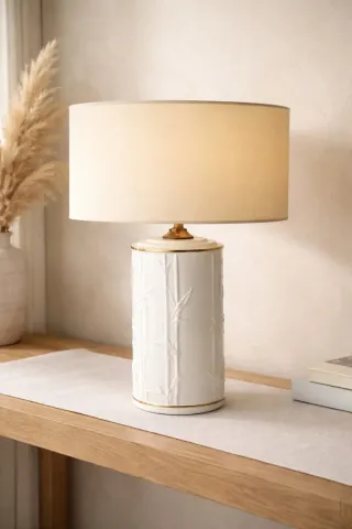 Lámpara sobremesa cerámica bambú