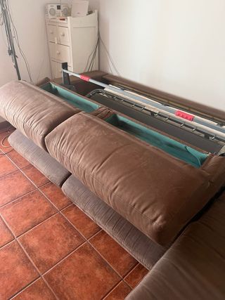 Sofá cama chaise longue marrón