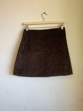 Falda Zara pana marrón vintage broches