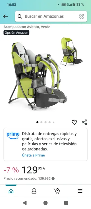 Silla de senderismo para bebé, verde