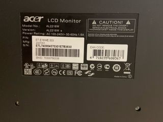 Monitor Acer AL2216W Plata y Negro